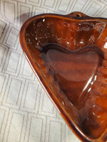 Brown Glazed Ceramic Heart Shaped Cake Pan