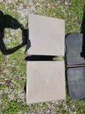 Two Lightweight Tan Plastic Stacking Side Tables