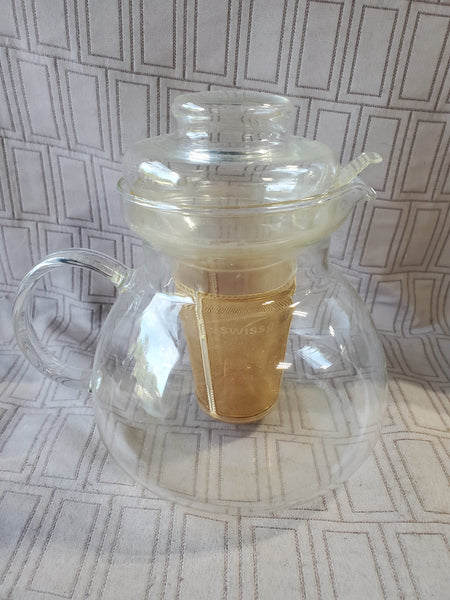 Clear Glass Teapot with Swiss Gold Steeper
