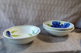 Lot of 3 Blue Floral Pasta Bowl