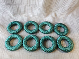 Set of 6 Round Green Fabric Napkin Rings