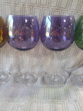 Lot of 7 Lenox "Tuscany Harvest" Multi-Colored Balloon Wine Glasses