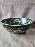 Asian Inspired Black Floral Decorative Bowl