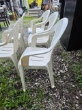 Five Plastic Stacking Outdoor Chairs w/Plastic Cover