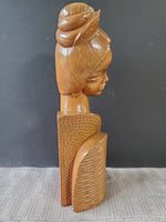Vintage Hand Carved Asian Inspired Wooden Woman Statue