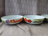 5 Piece Crate & Barrel Jane Dixon Vegetable Motif Salad Serving Bowl and Salad Bowl Set