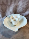 Glazed White Pottery Flower Frog Vase