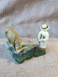 Lang & Wise 1997 Colonial Williamsburg Woman Holding Cow Figurine