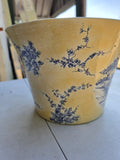 Yellow and Blue Toile Pattern Ceramic Planter