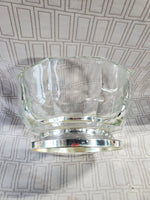 Italian Clear Glass and Silverplate Pedestal Serving Bowl