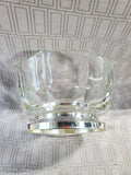 Italian Clear Glass and Silverplate Pedestal Serving Bowl