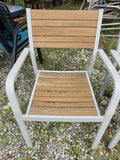 Wood and Aluminum Outdoor Chair Pair