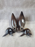 Pair of Carved Dark Wood Duck Figurines