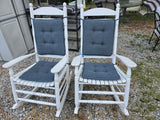 Pair of White Wooden Rocking Chairs w/Cushions