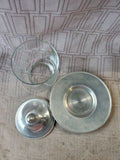 Woodbury Pewter Glass and Pewter Jam Jar with Saucer