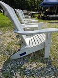 Two Crutchman Poly Adirondack Chairs + Folding Side Table
