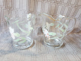 Hand Painted Clear Glass Creamer and Sugar Set