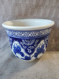 Blue and White Floral Ceramic Planter