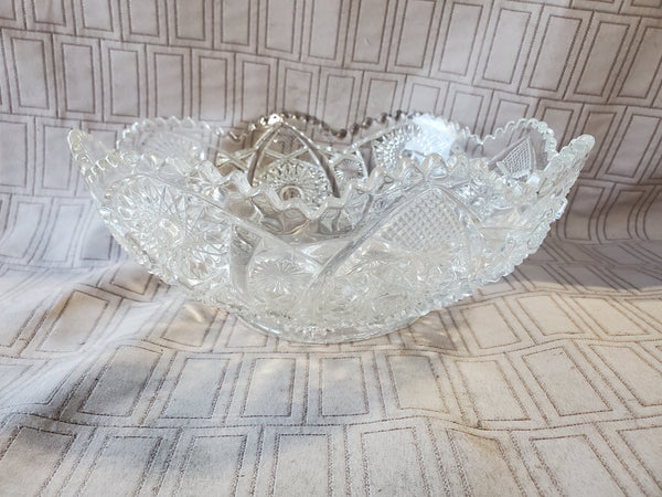 Cut Clear Glass Fruit Bowl