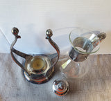Silverplate and Glass Tilting Warming Coffee Carafe