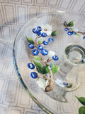 Hand Painted Clear Glass Pedestal Dessert Stand