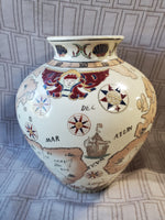 Crackle Glazed Old World Map Vase
