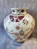 Crackle Glazed Old World Map Vase