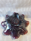 Purple Iridescent Carnival Glass Tri-Footed Candy Dish