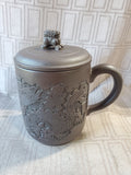 Asian Inspired Dark Brown Clay Tea Mug