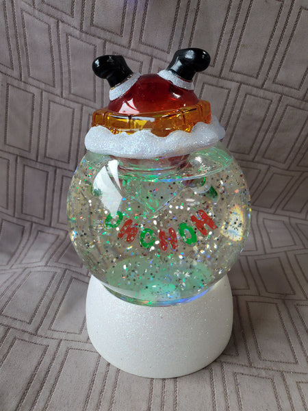 Santa Going Down the Chimney Glitter Globe WORKS