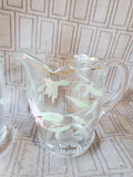 Hand Painted Clear Glass Creamer and Sugar Set