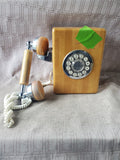 Vintage Wooden Block Rotary Style Button Phone UNTESTED