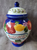 Hand Painted Ceramic "Biscotti" Jar