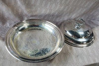 Round Footed Silverplate Covered Dish