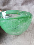 Pair of Kosta Boda Style Green Swirl Glass Candle Votives