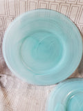 Set of 4 Aqua Blue Swirl Glass Dinner Plates