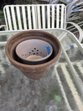Duo of Earth Tone Planters, One w/Fixed Saucer (L)