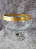 Gold Toned Rim Glass Compote Dish