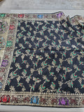 Black and Gold Toned Floral and Bird Motif Table Runner