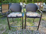 Two Counter Height Hampton Bay Wicker Chairs w/Cushions