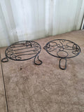 Two Small Black Metal Plant Stands