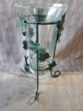Heavy Clear Glass Vase with Metal Leaf Stand