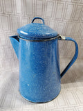 Blue Speckled Enamelware Coffee Pot
