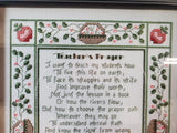Framed "Teacher's Prayer" Cross-Stitch Sampler