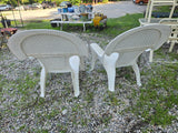 Pair of Plastic Lightweight Basket Weave Adirondack Style Chairs