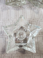 Set of 4 Clear Glass Star Candlestick Holders