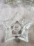 Set of 4 Clear Glass Star Candlestick Holders