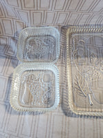 Vintage 5 Piece Embossed Glass Relish Dish Set