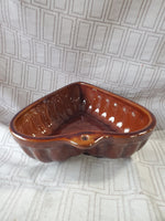 Brown Glazed Ceramic Heart Shaped Cake Pan