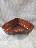 Brown Glazed Ceramic Heart Shaped Cake Pan